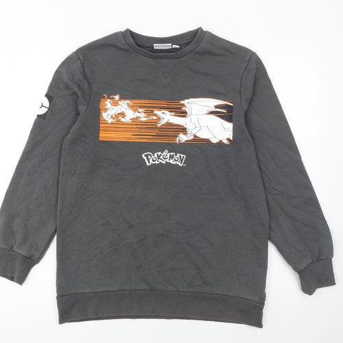 Pokémon Boys Grey 12-13 Years Pullover Sweatshirt Graphic Print Charizard