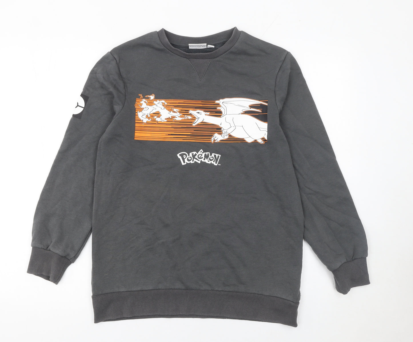 Pokémon Boys Grey 12-13 Years Pullover Sweatshirt Graphic Print Charizard