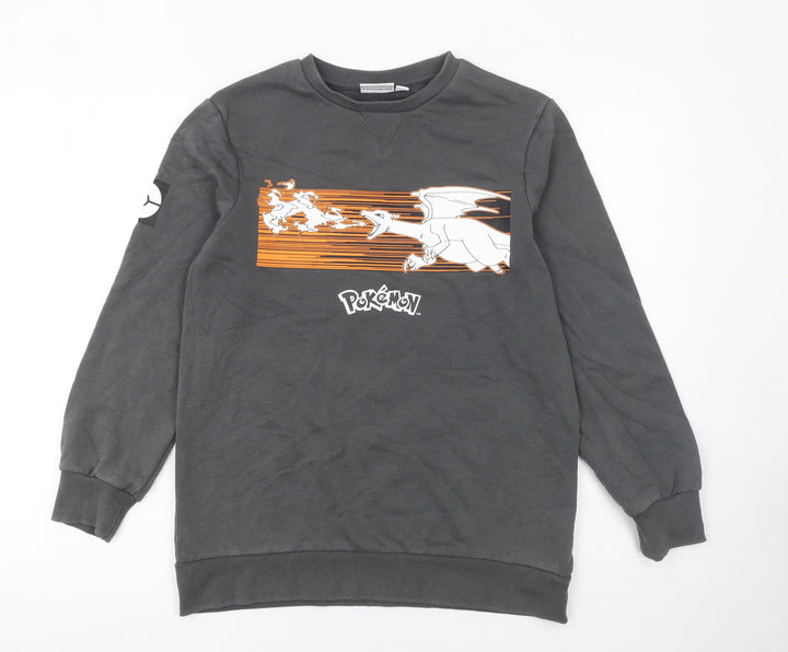 Pokémon Boys Grey 12-13 Years Pullover Sweatshirt Graphic Print Charizard