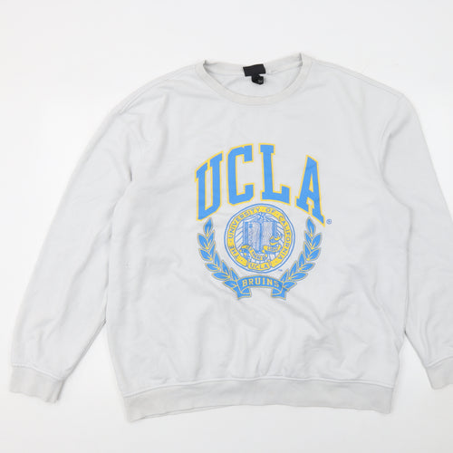 H&M Women’s White UCLA Logo Pullover Sweatshirt Size L Cotton Blend