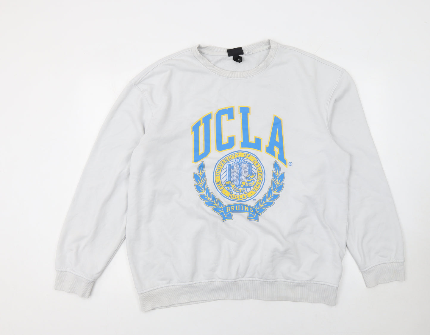 H&M Women’s White UCLA Logo Pullover Sweatshirt Size L Cotton Blend