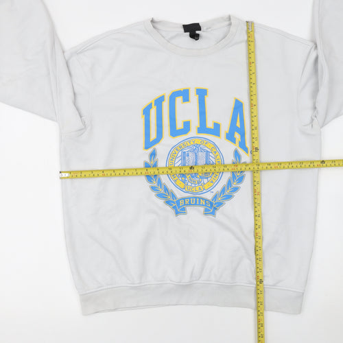 H&M Women’s White UCLA Logo Pullover Sweatshirt Size L Cotton Blend