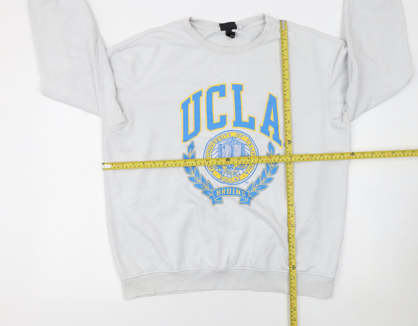 H&M Women’s White UCLA Logo Pullover Sweatshirt Size L Cotton Blend