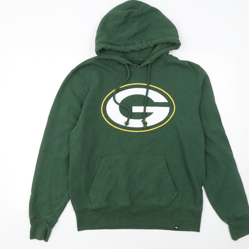 47 Brand Men's Green Small Pullover Hoodie with Logo Graphic Print