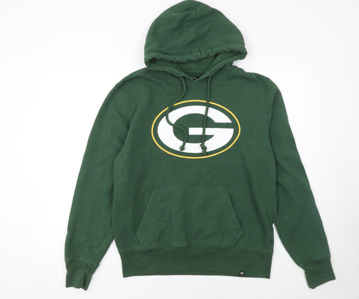 47 Brand Men's Green Small Pullover Hoodie with Logo Graphic Print