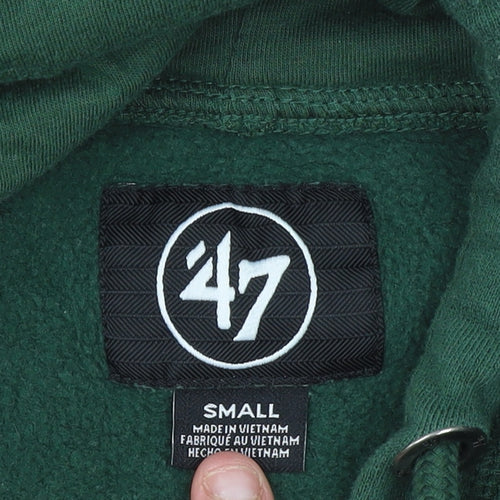 47 Brand Men's Green Small Pullover Hoodie with Logo Graphic Print
