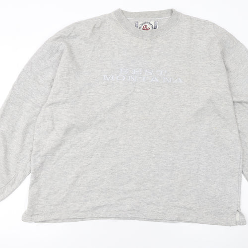 BM Basics Men's Grey Pullover Sweatshirt L Crew Neck Classic Fit
