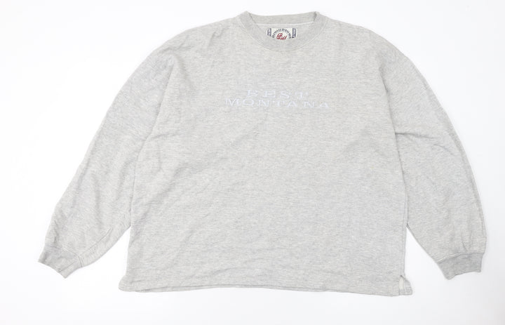 BM Basics Men's Grey Pullover Sweatshirt L Crew Neck Classic Fit