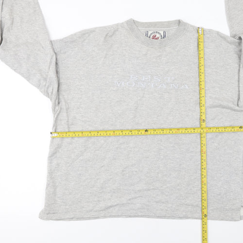 BM Basics Men's Grey Pullover Sweatshirt L Crew Neck Classic Fit