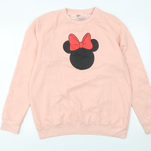 Disney Women Pink Minnie Mouse Sweatshirt Size 14 XL Cotton Blend