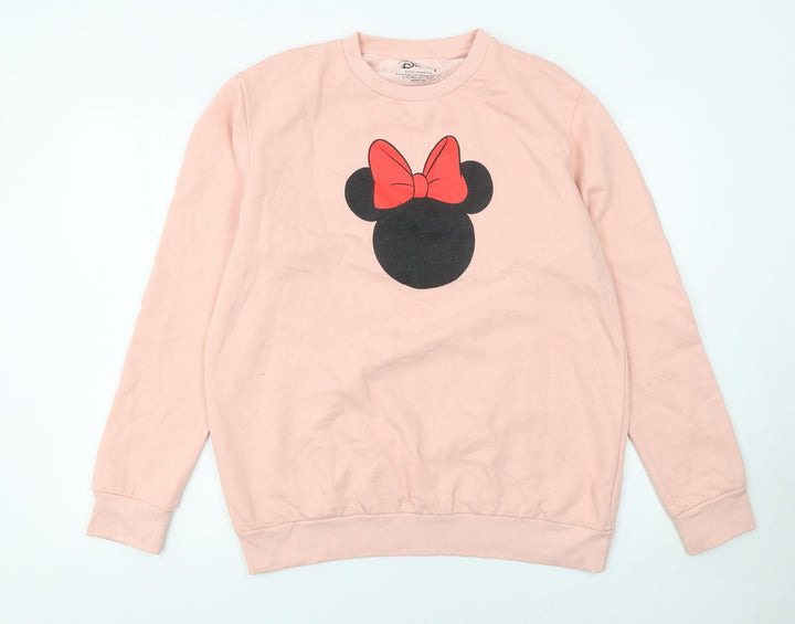 Disney Women Pink Minnie Mouse Sweatshirt Size 14 XL Cotton Blend