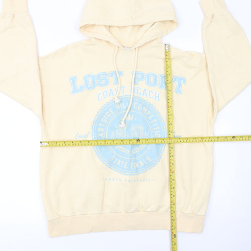 Pull & Bear Womens Beige Hoodie S Lostport Coast Beach Graphic Cotton