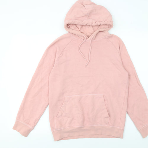 H&M Womens Pink Cotton Pullover Hoodie XS Regular Fit