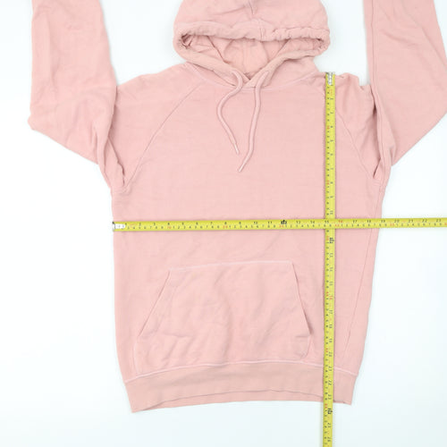 H&M Womens Pink Cotton Pullover Hoodie XS Regular Fit