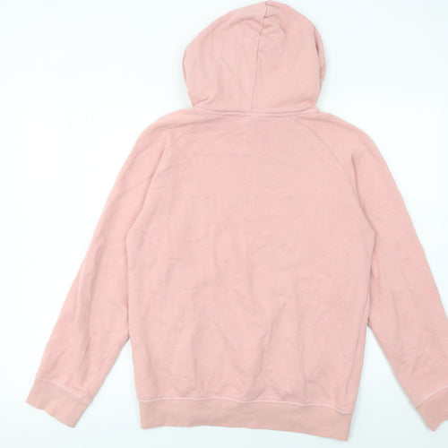 H&M Womens Pink Cotton Pullover Hoodie XS Regular Fit