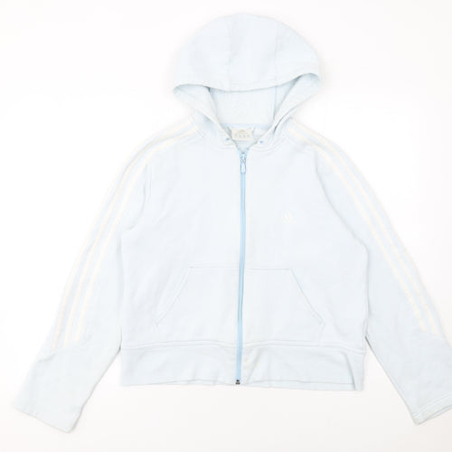Adidas Women Blue Full Zip Hoodie Size 14 Cotton Blend