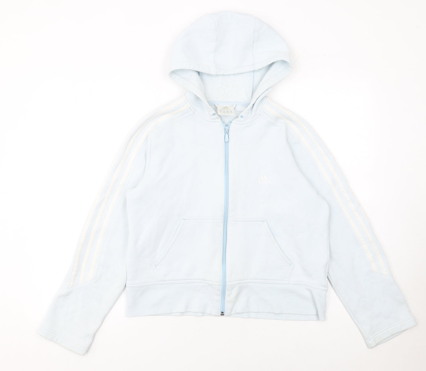 Adidas Women Blue Full Zip Hoodie Size 14 Cotton Blend