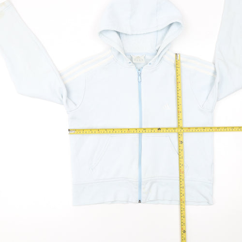 Adidas Women Blue Full Zip Hoodie Size 14 Cotton Blend