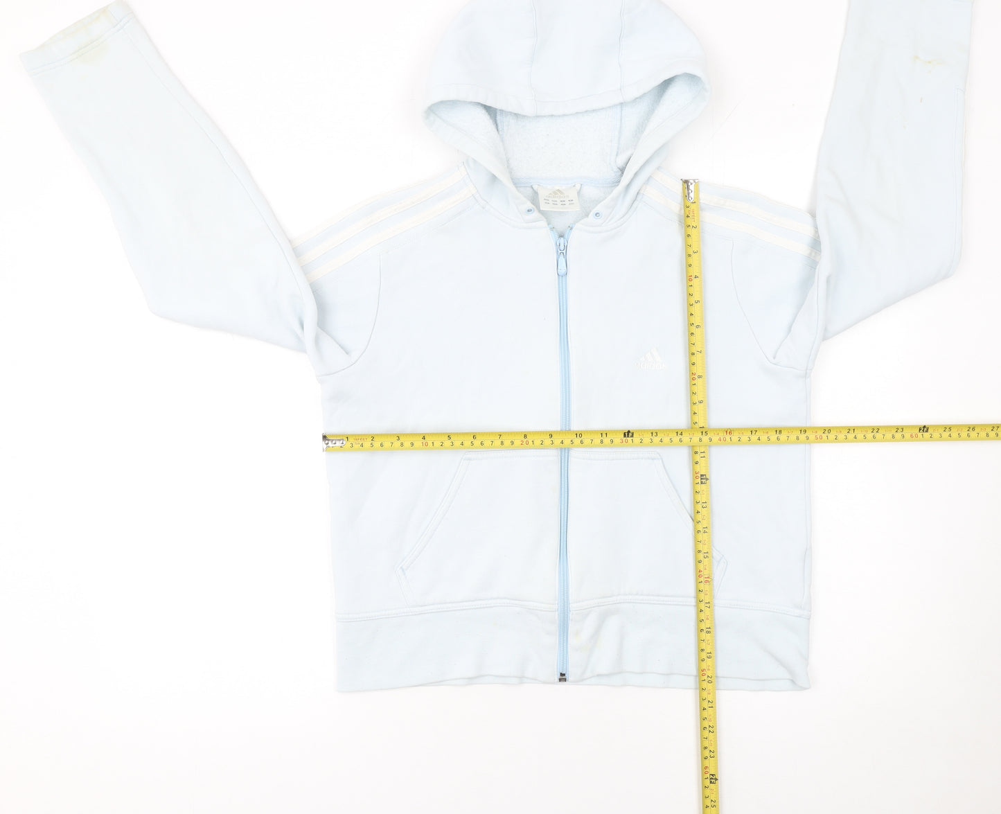 Adidas Women Blue Full Zip Hoodie Size 14 Cotton Blend