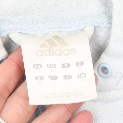 Adidas Women Blue Full Zip Hoodie Size 14 Cotton Blend