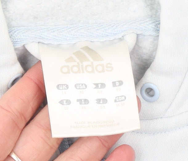 Adidas Women Blue Full Zip Hoodie Size 14 Cotton Blend