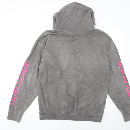 PrettyLittleThing Women Grey Pullover Hoodie Size S Worldwide Graphic