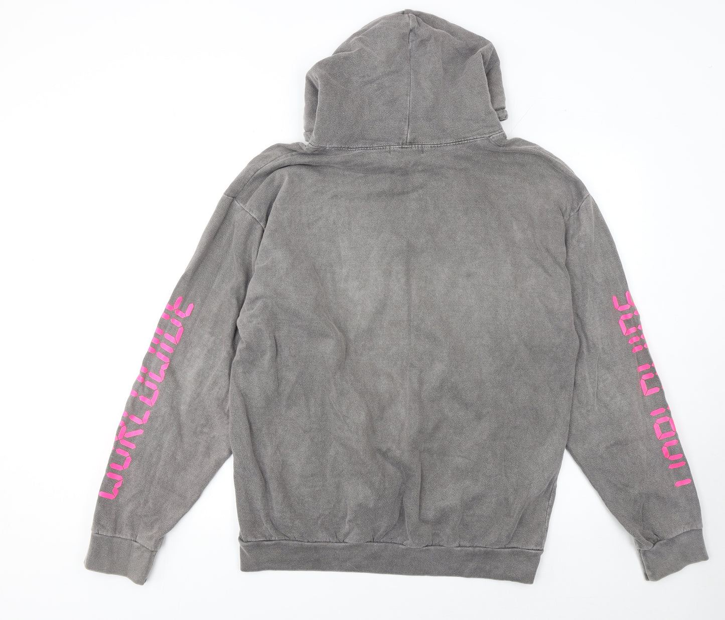 PrettyLittleThing Women Grey Pullover Hoodie Size S Worldwide Graphic