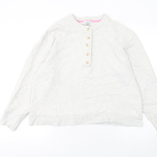 Joules Women Grey Henley Sweatshirt UK 16 100% Cotton