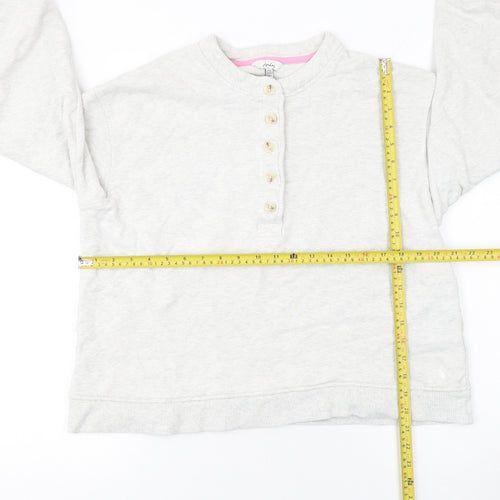 Joules Women Grey Henley Sweatshirt UK 16 100% Cotton