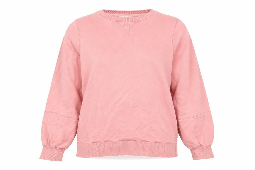 Front view of Joules women’s pink cotton blend crew neck pullover sweatshirt uk 10