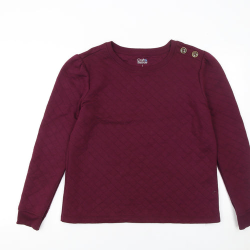 Croft & Barrow Women Burgundy Quilted Button Long Sleeve Sweatshirt L