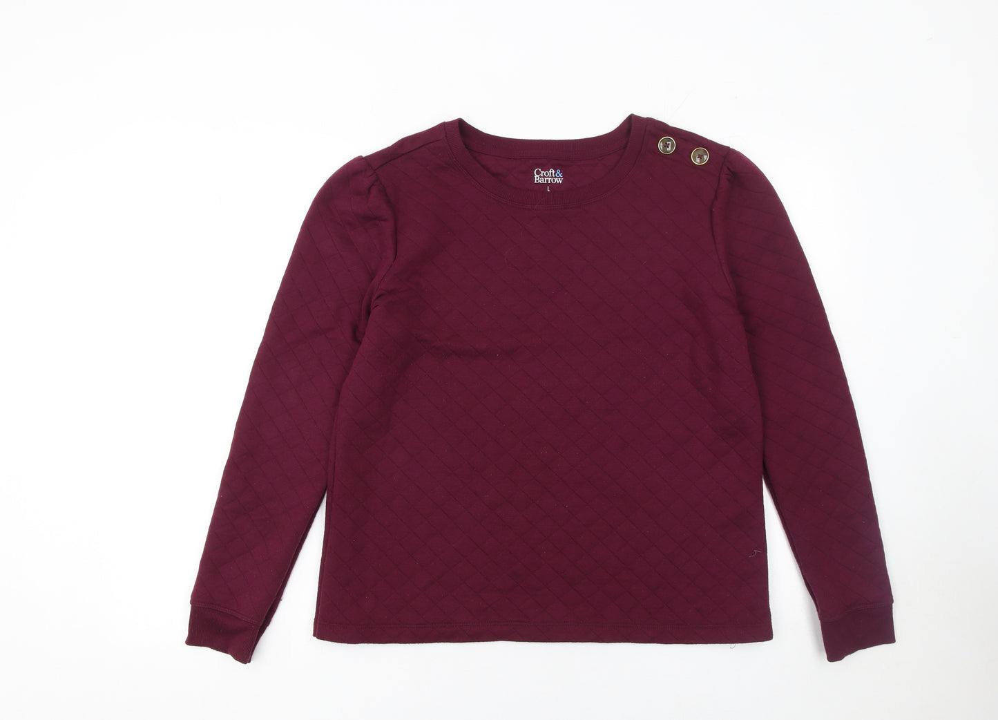 Croft & Barrow Women Burgundy Quilted Button Long Sleeve Sweatshirt L