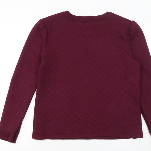 Croft & Barrow Women Burgundy Quilted Button Long Sleeve Sweatshirt L