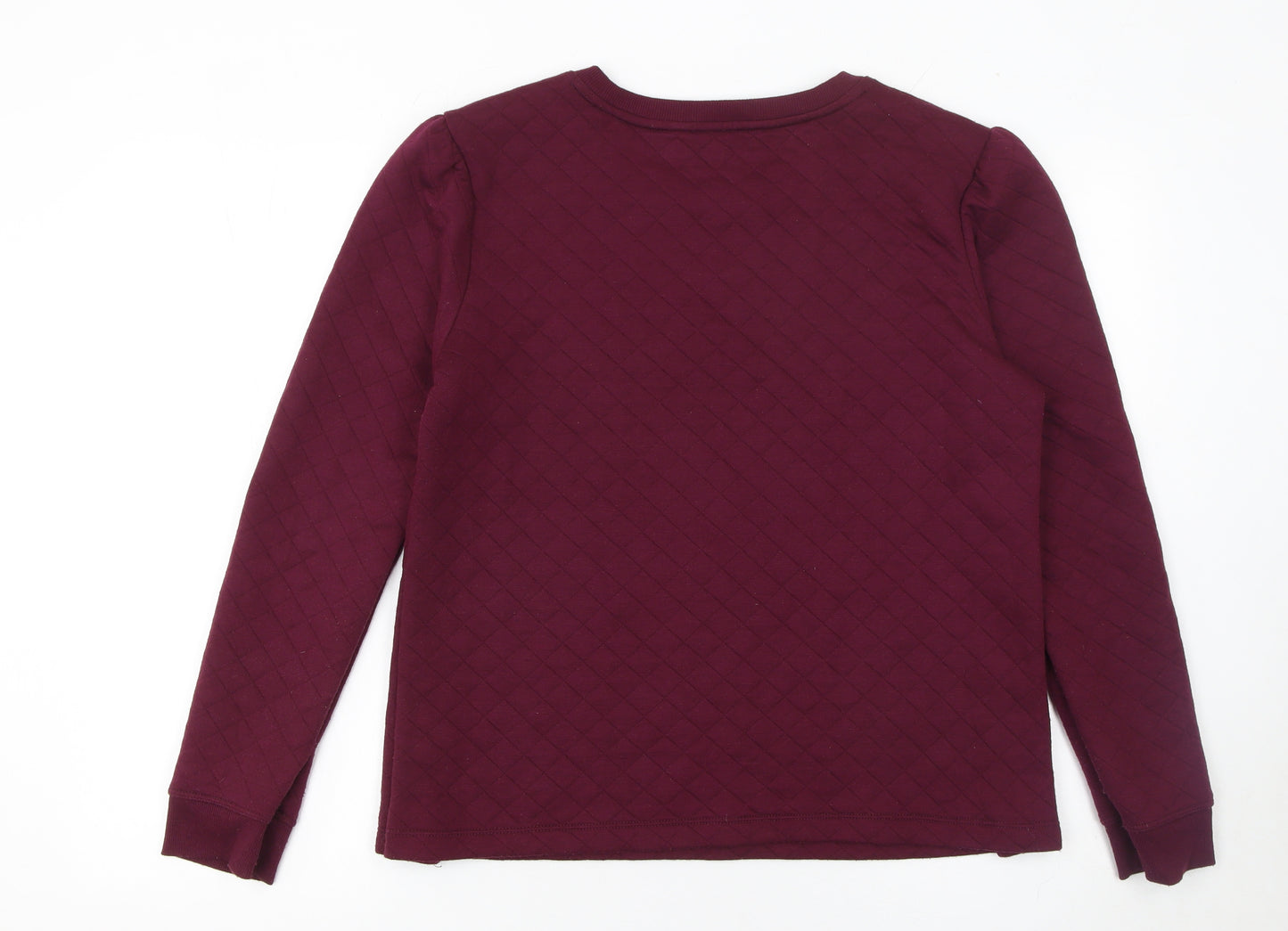Croft & Barrow Women Burgundy Quilted Button Long Sleeve Sweatshirt L