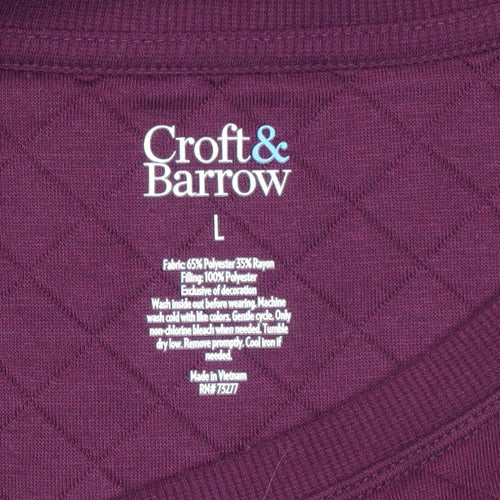 Croft & Barrow Women Burgundy Quilted Button Long Sleeve Sweatshirt L