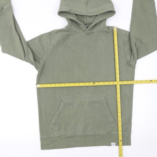 Pull&Bear Men's Green Pullover Hoodie Size S Fleece Cotton Blend