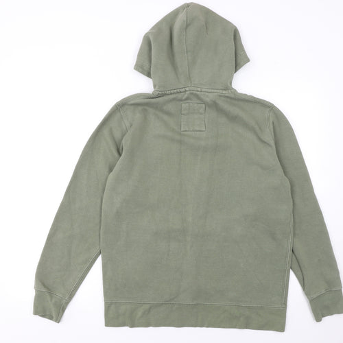 Pull&Bear Men's Green Pullover Hoodie Size S Fleece Cotton Blend