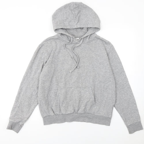 H&M Women Grey Pullover Hoodie M Hooded Long Sleeve Casual Basic