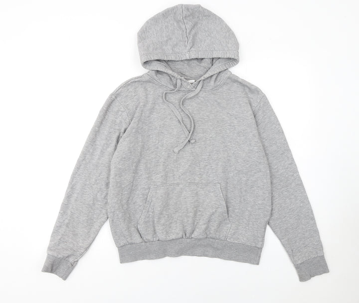 H&M Women Grey Pullover Hoodie M Hooded Long Sleeve Casual Basic