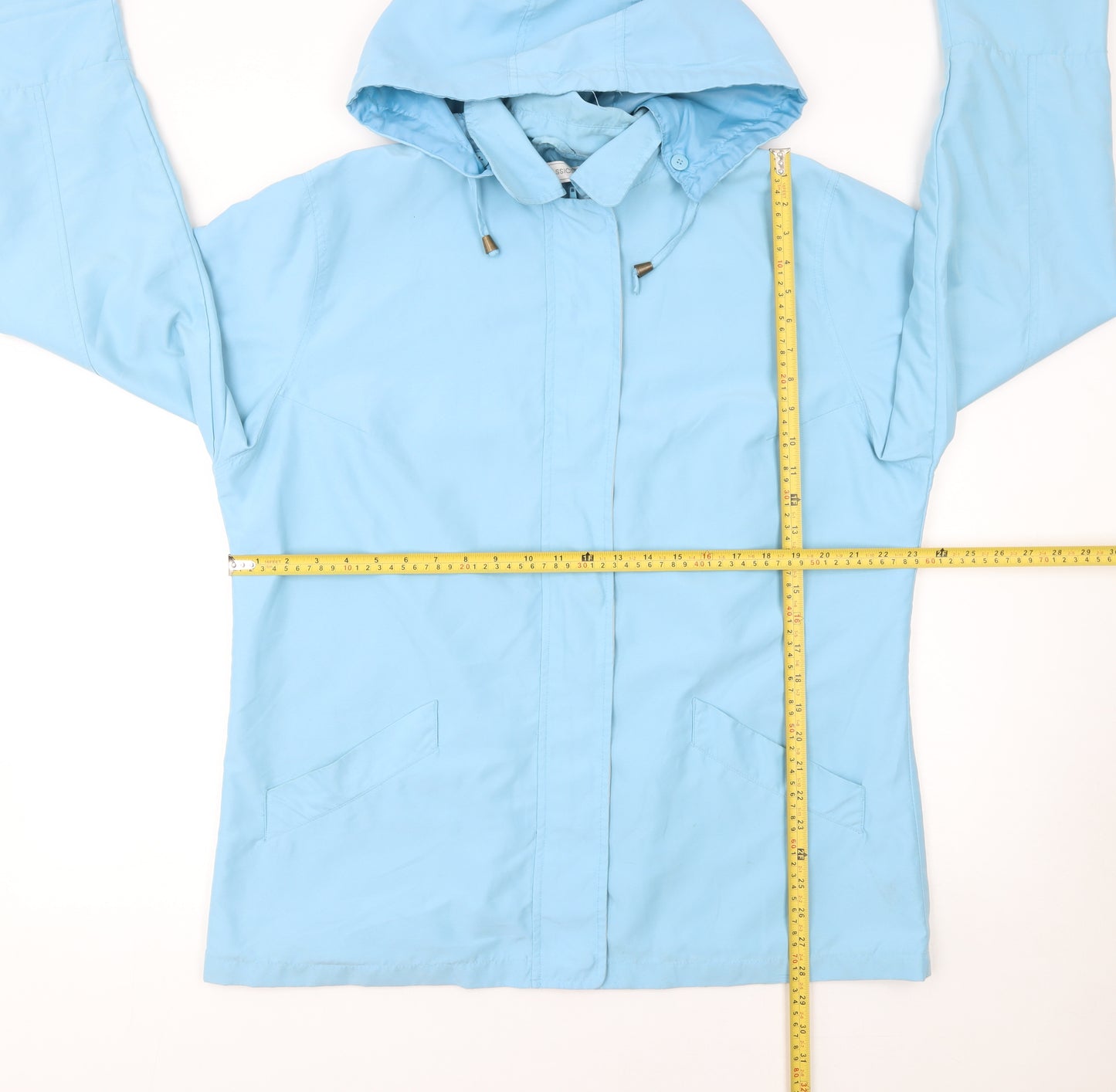 Classics Women Blue Size 18 Hooded Lightweight Rain Coat