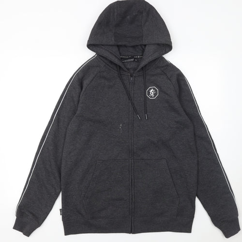Gym King Men's Grey Full Zip Hoodie L Sports Jersey Cotton Blend
