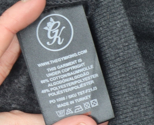 Gym King Men's Grey Full Zip Hoodie L Sports Jersey Cotton Blend