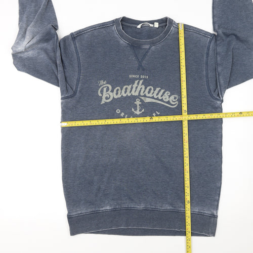 Camp David Women Blue Cotton Blend Crew Neck Boathouse Sweatshirt M