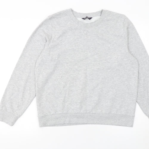 Marks and Spencer Women Grey Marl Size 14 Cotton Blend Sweatshirt
