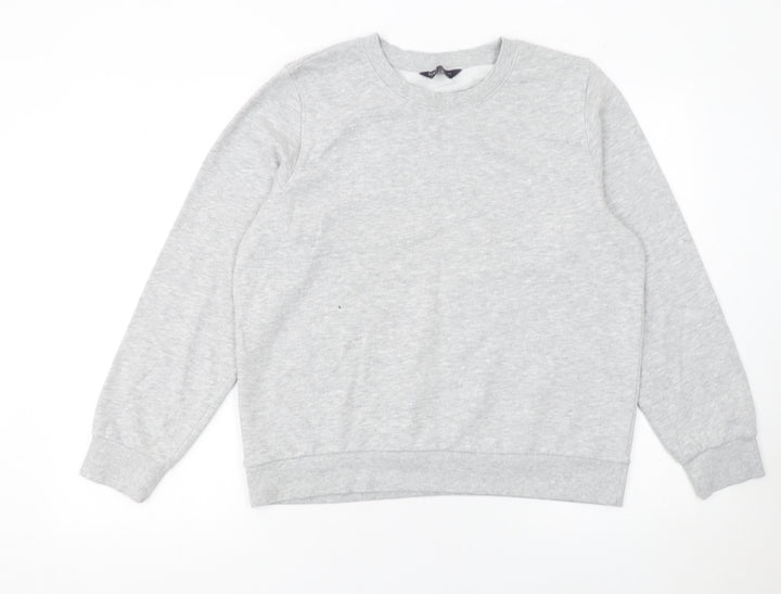 Marks and Spencer Women Grey Marl Size 14 Cotton Blend Sweatshirt