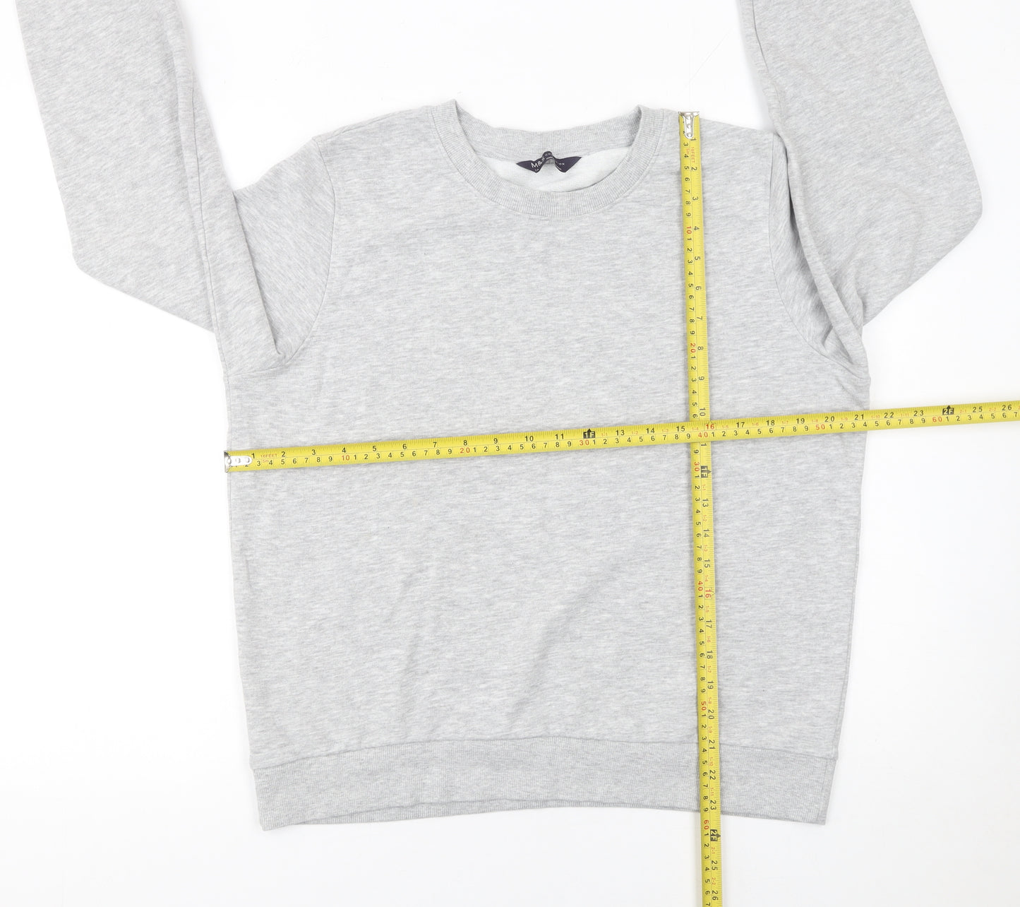 Marks and Spencer Women Grey Marl Size 14 Cotton Blend Sweatshirt