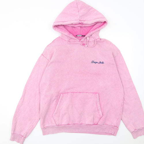 Boohoo Womens Pink Pullover Hoodie Medium Cotton Blend Casual