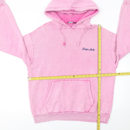 Boohoo Womens Pink Pullover Hoodie Medium Cotton Blend Casual