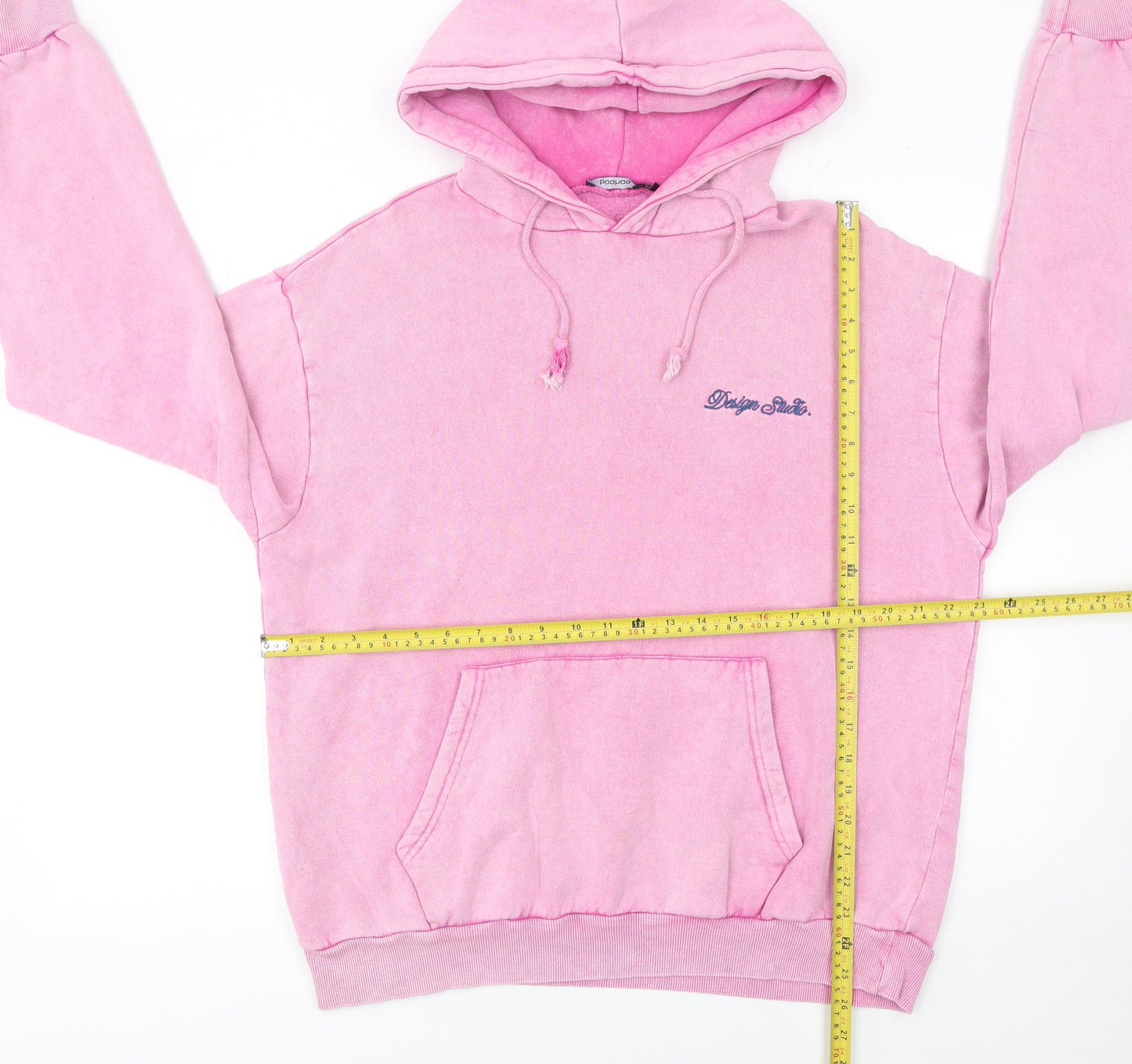 Boohoo Womens Pink Pullover Hoodie Medium Cotton Blend Casual