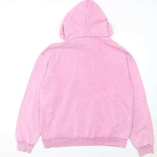 Boohoo Womens Pink Pullover Hoodie Medium Cotton Blend Casual